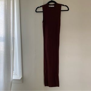 Zara High Neck Ribbed Midi Bodycon Dress